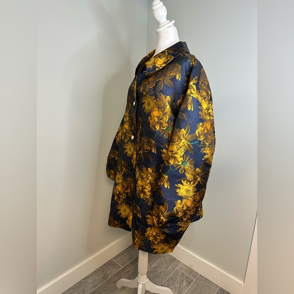 NWT Isaac Mizrahi Jacquard Floral Navy and gold Fleece Lined elegant jacket. 3X - Picture 6 of 17